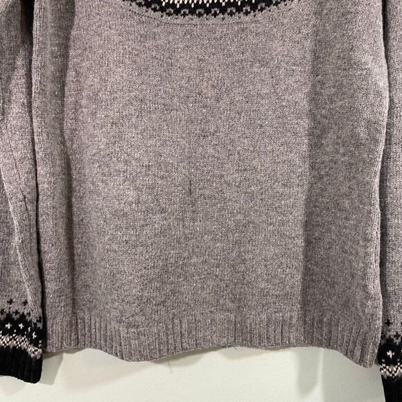 Kenar Women Black & Grey Lambswool Blend Bejeweled Fair Isle Sweater Size L NWT - Picture 5 of 10